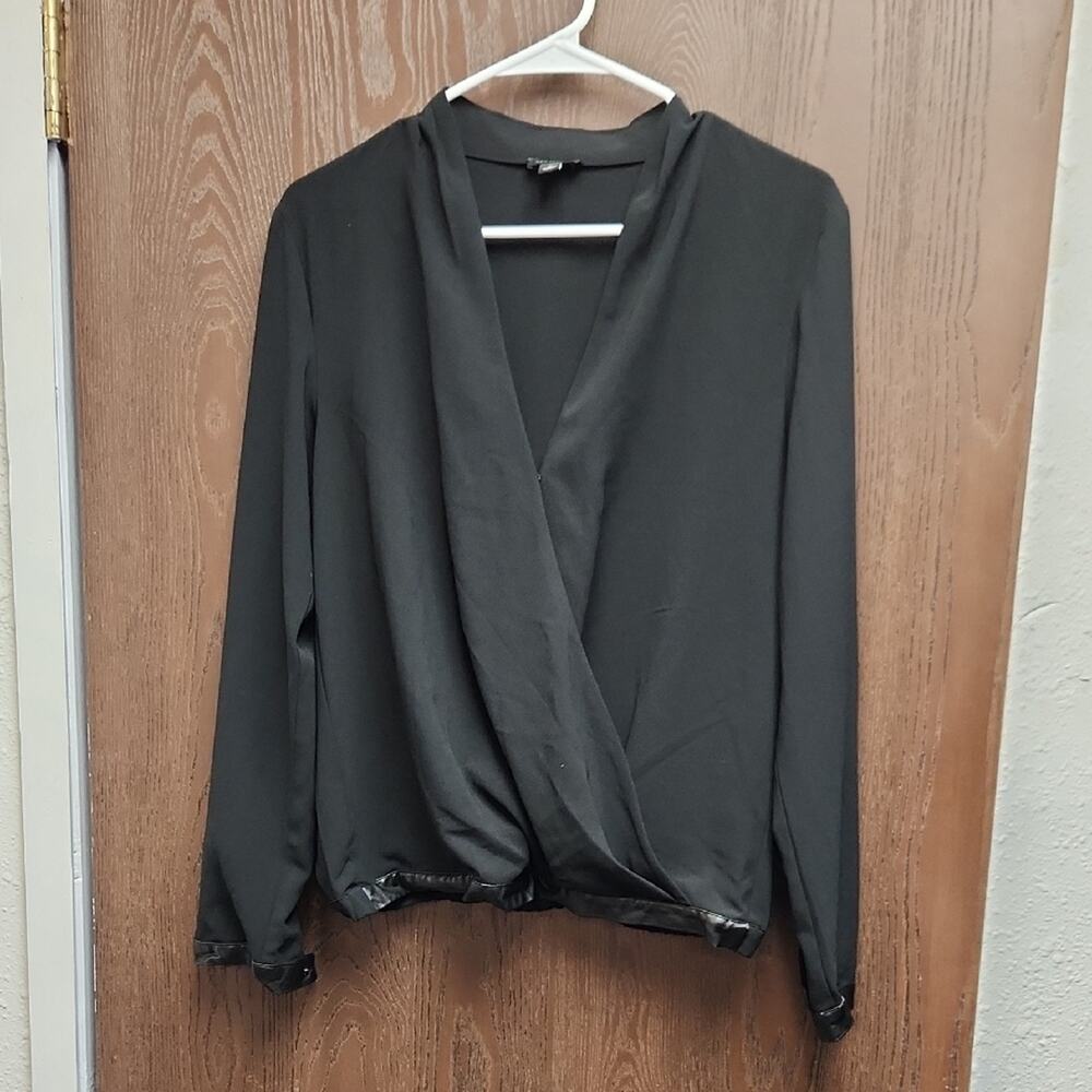 Ann Taylor Black Wrap Blouse
